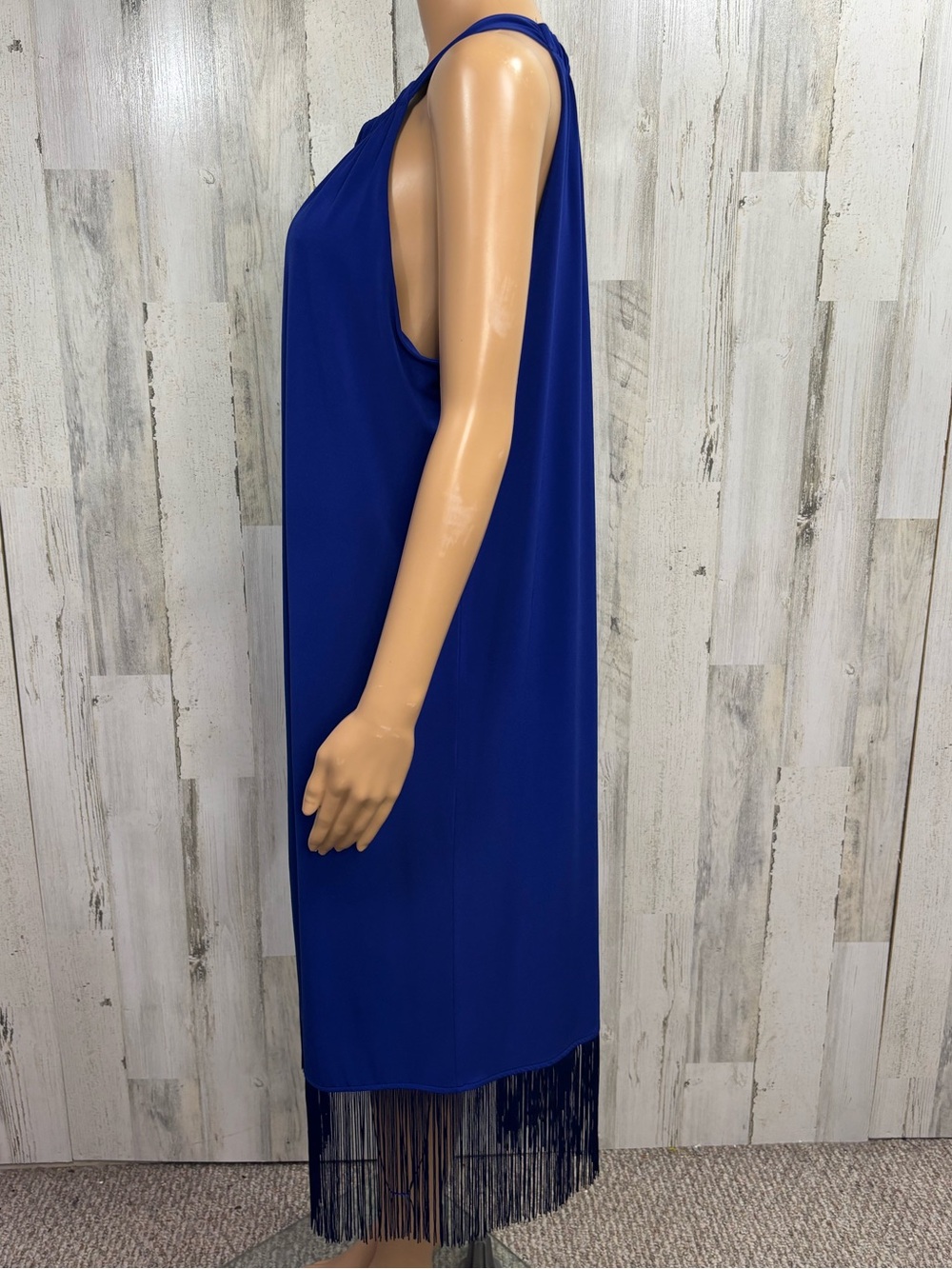 Chico’s Royal Blue Travelers Fringed Hem Halter Dress - Picture 6 of 12
